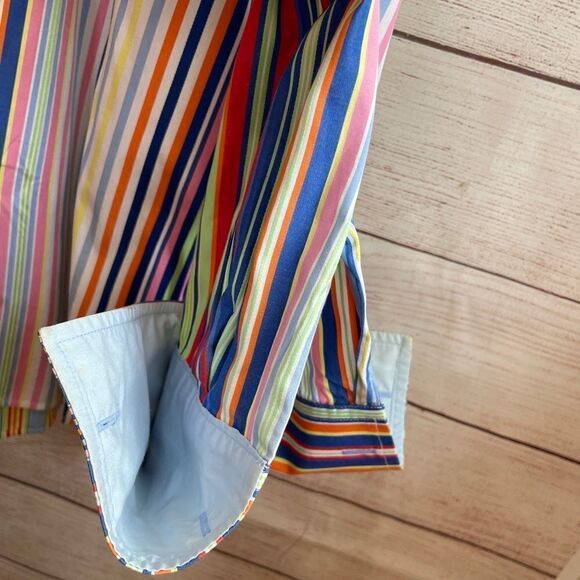VINTAGE TOMMY HILFIGER BRIGHT MULTICOLORED STRIPES SHIRT - Picture 6 of 10